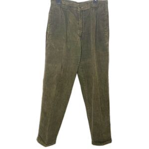 Vintage BUGLE BOY Trousers Corduroy Pleated Cuffed Pants Baggy 80s Mens 32 Brown
